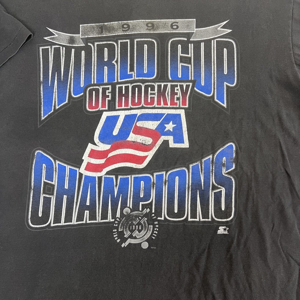 Vintage Starter USA Hockey‎ Shirt Mens Large Black World Cup Champions NHL